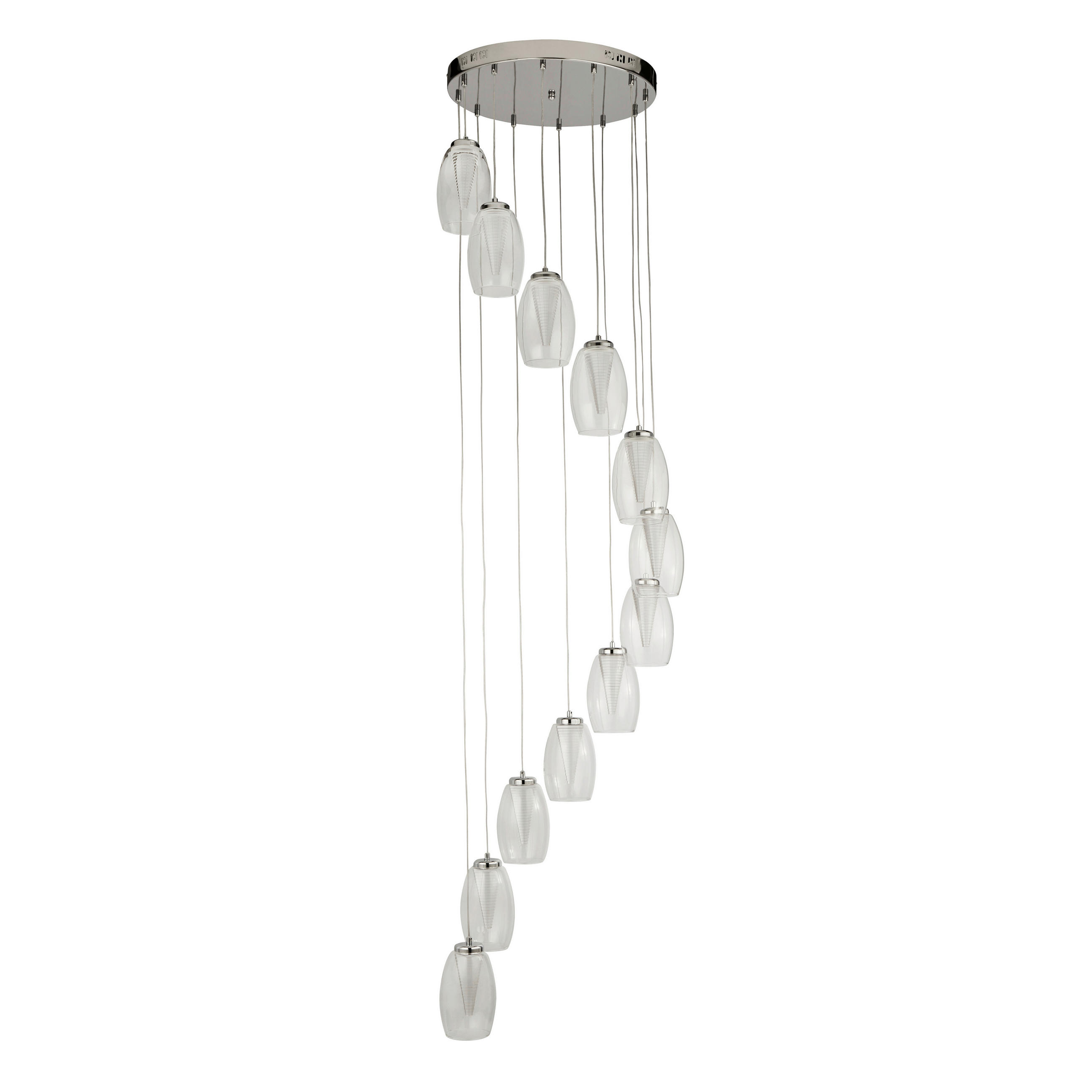 VISEČA LED-SVETILKA 60 W/4481 lm/3000 K/220-240 V/ - barve kroma/prozorno, Design, kovina/steklo (52/200/52cm)