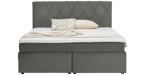 BOXSPRINGBETT 180/200 cm in Hellgrau - Hellgrau/Schwarz, Design, Kunststoff/Textil (180/200cm) - Xora