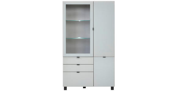 VITRINE  in Grau, Hellgrau  - Hellgrau/Schwarz, Design, Glas/Holzwerkstoff (109,7/190,7/41,4cm) - Hom`in