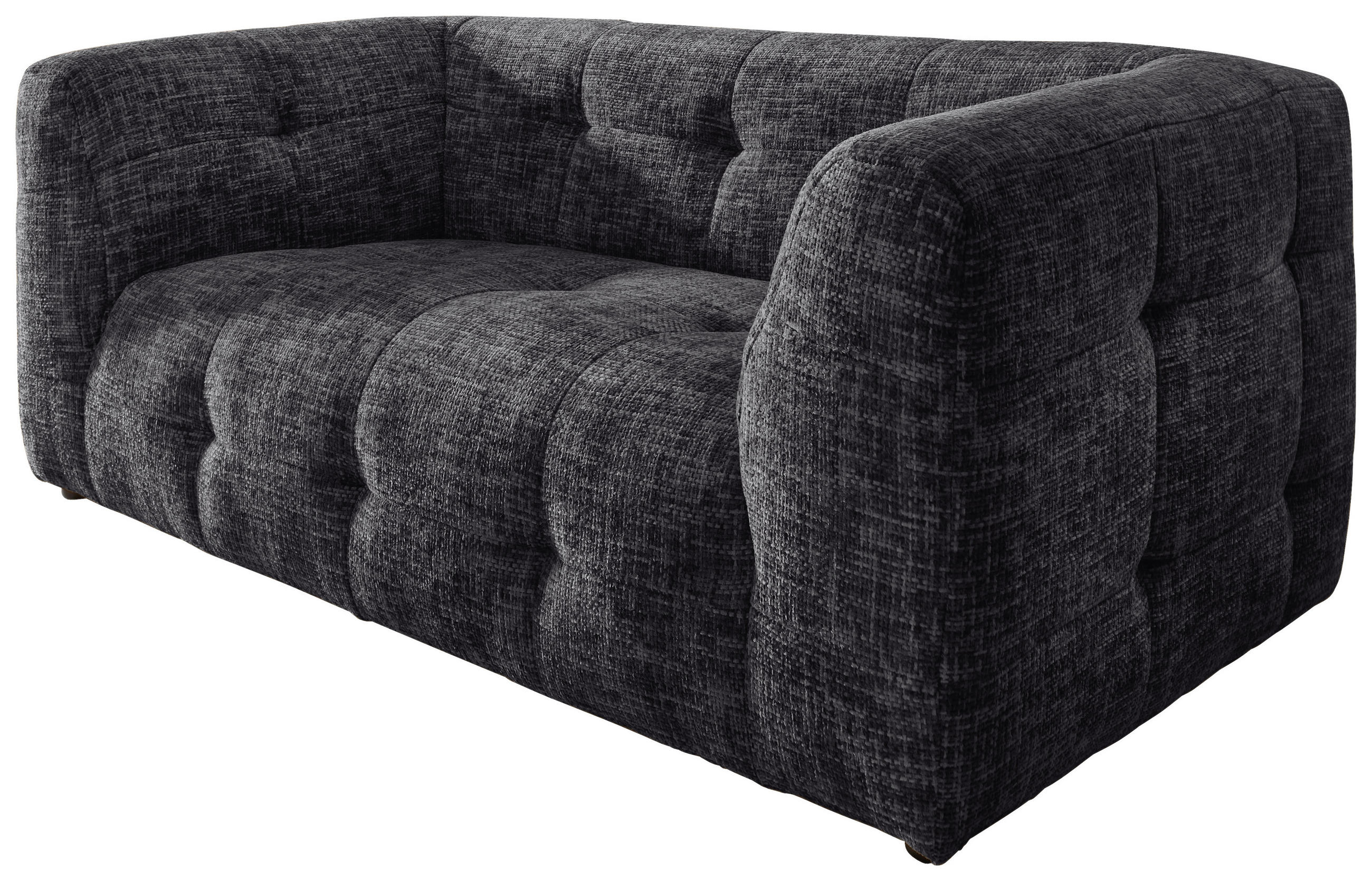 2-SITZER-SOFA in Struktur Schwarz  - Schwarz, Design, Kunststoff/Textil (184/72/95cm) - Livetastic