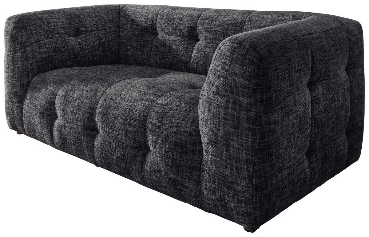 2-SITZER-SOFA in Struktur Schwarz  - Schwarz, Design, Kunststoff/Textil (184/72/95cm) - Livetastic