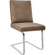 SCHWINGSTUHL  in Stahl Mikrofaser  - Taupe/Chromfarben, Design, Textil/Metall (46/92/60cm) - Dieter Knoll