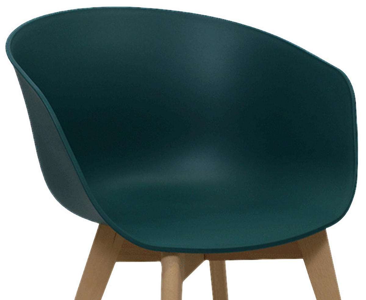 SADA ŽIDLÍ S PODRUČKAMI 4 kusy - tmavě zelená/přírodní barvy, Moderní, dřevo/plast (60/78,5/44cm) - MID.YOU
