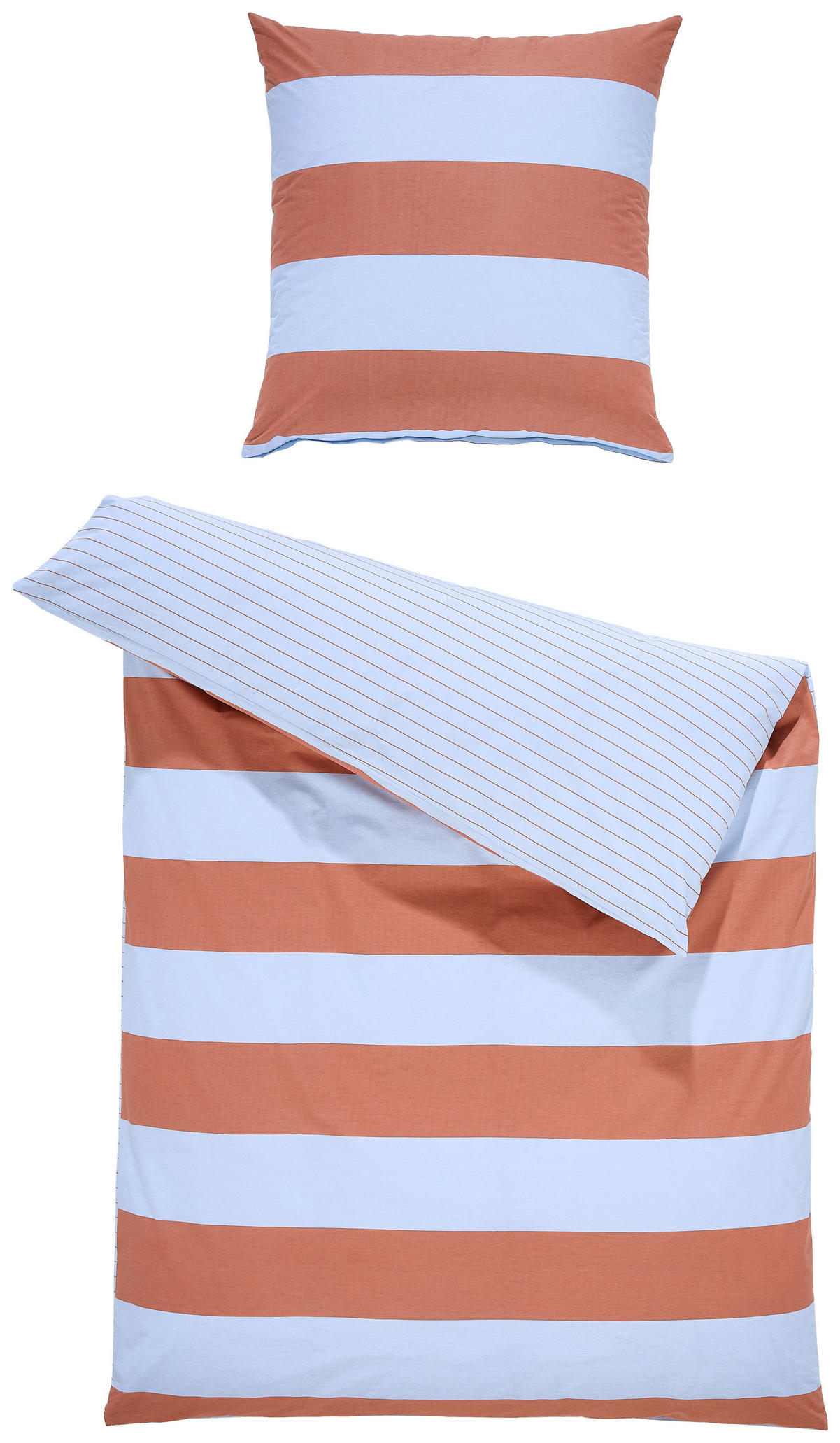 WENDEBETTWÄSCHE Renforcé 155/220 cm  - Koralle/Hellblau, Design, Textil (155/220cm) - Tom Tailor