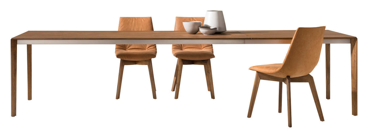 ESSTISCH in Holz, Metall 160(260)/100/75 cm  - Edelstahlfarben/Nussbaumfarben, Design, Holz/Metall (160(260)/100/75cm) - Team 7