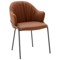 ARMLEHNSTUHL  in Echtleder pigmentiert  - Cognac/Anthrazit, Design, Leder (55/84/55cm) - Emilio Belluti