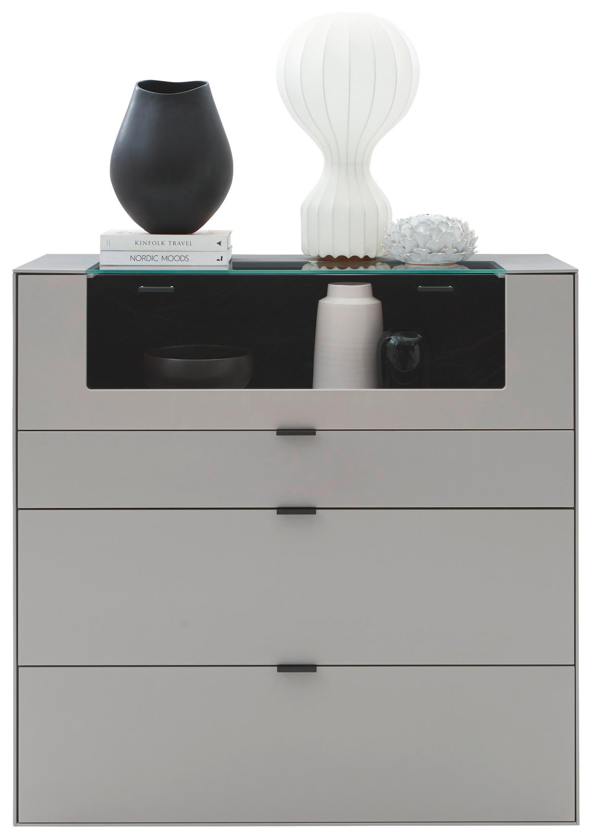 HIGHBOARD Hellgrau  121,9/121,5/45,2 cm  - Hellgrau/Schwarz, Design, Glas/Keramik (121,9/121,5/45,2cm) - Dieter Knoll