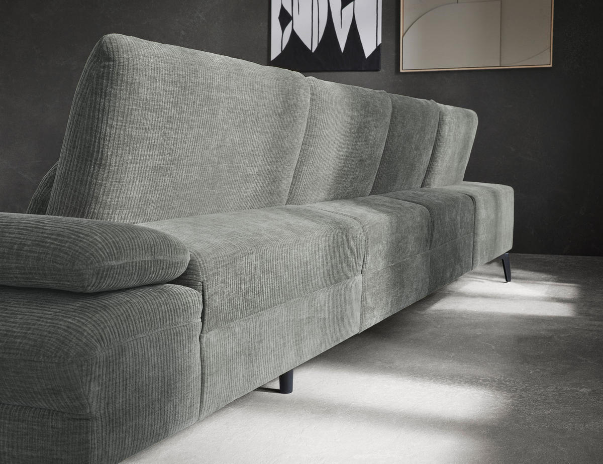 WOHNLANDSCHAFT in Webstoff Hellgrau  - Hellgrau/Schwarz, Design, Textil/Metall (208/354/157cm) - Dieter Knoll
