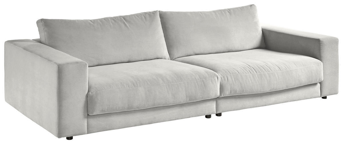 3-SITZER-SOFA in Cord Graubraun  - Graubraun/Schwarz, Design, Kunststoff/Textil (290/86/127cm) - Lomoco