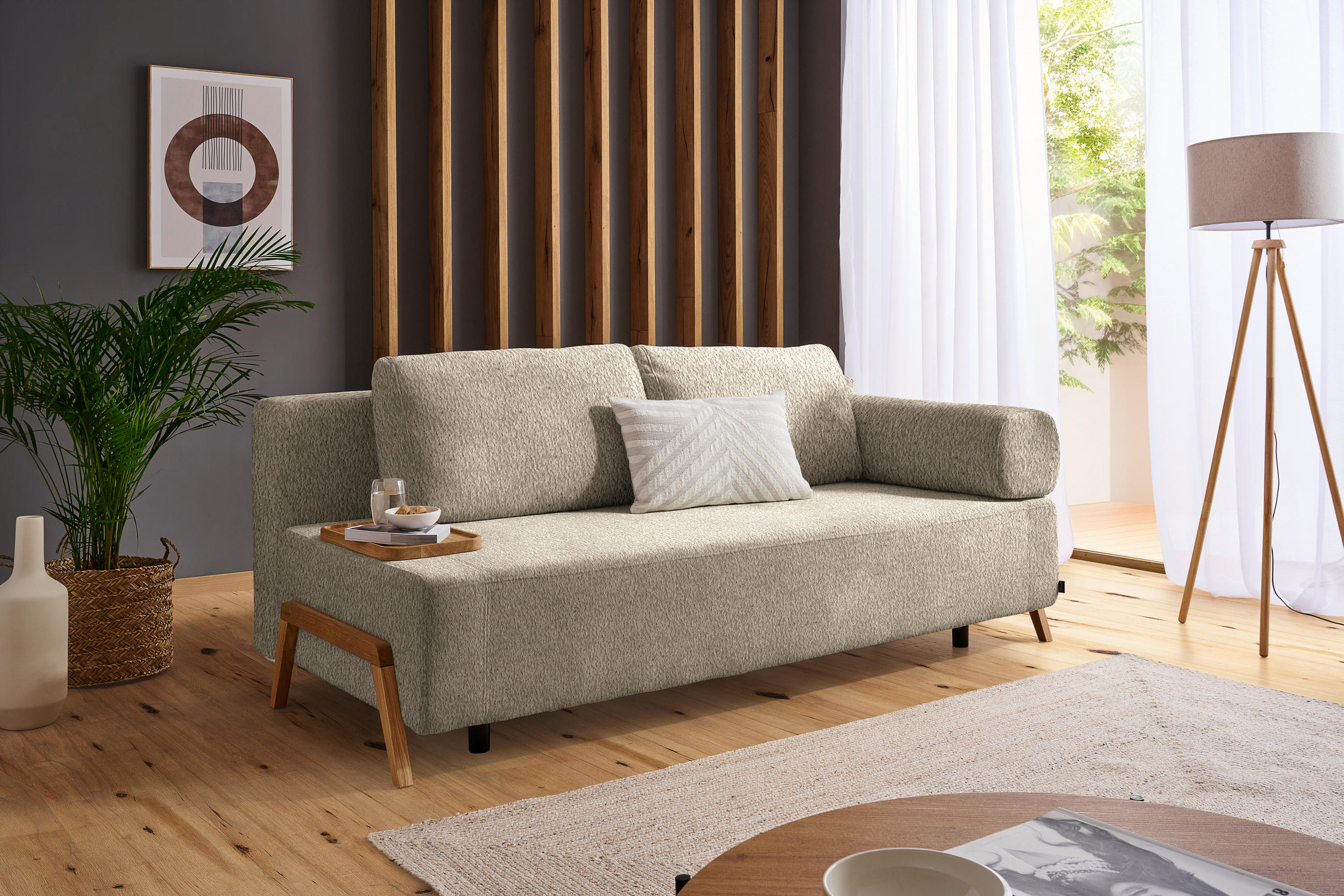 SCHLAFSOFA Teddystoff Braun  - Naturfarben/Braun, Design, Holz/Textil (211/88/102cm) - Niels Andersson