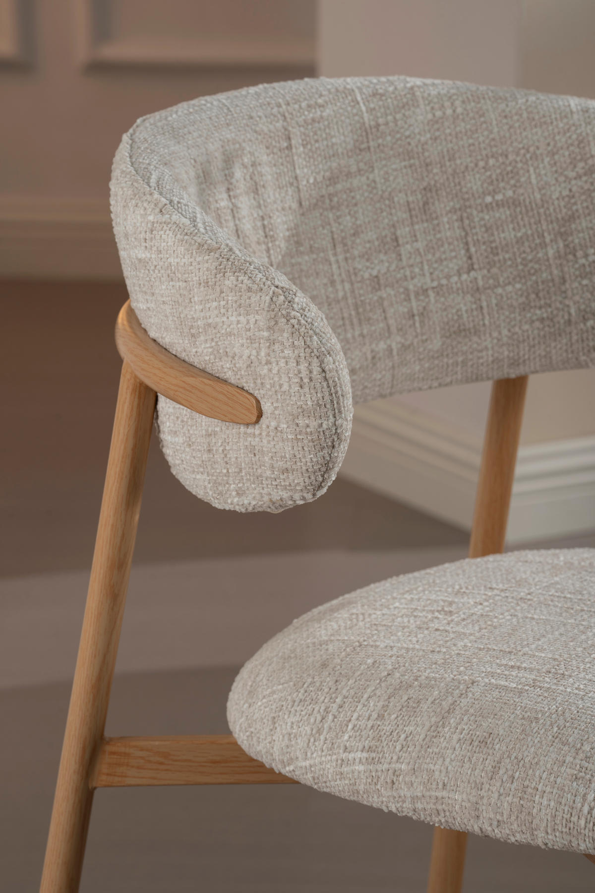 STUHL   Leinenoptik  Beige  - Eichefarben/Beige, Basics, Holz/Textil (55/80/57cm) - Livetastic