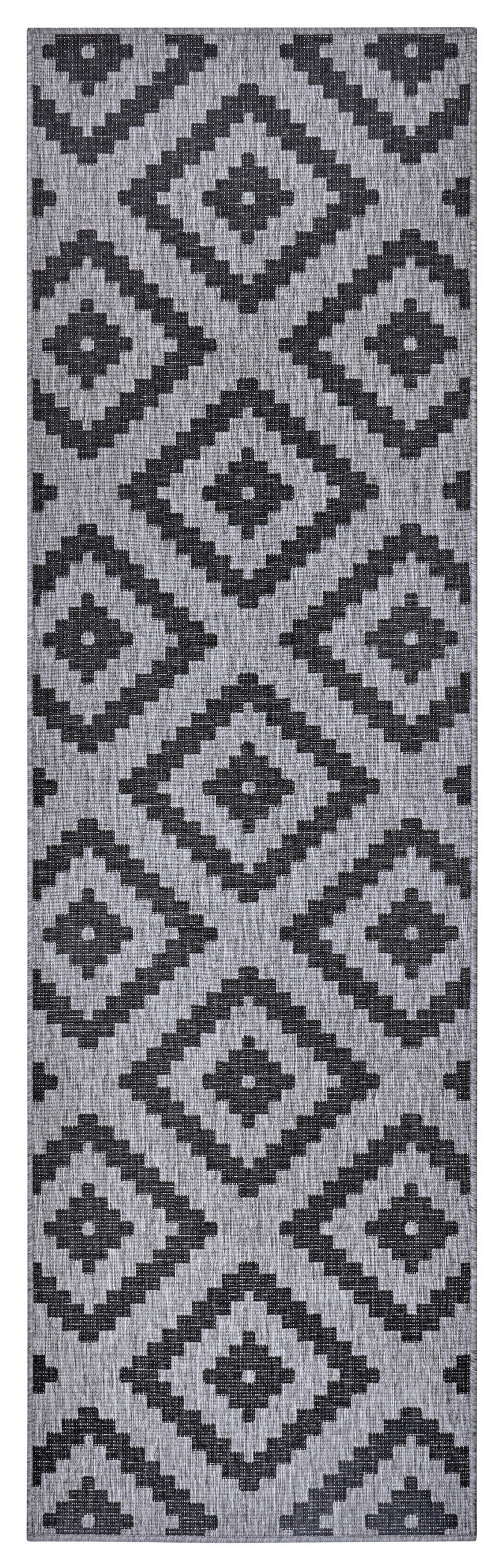 OUTDOORTEPPICH 80/350 cm Twin Grau, Schwarz  - Schwarz/Grau, Basics, Kunststoff (80/350cm)