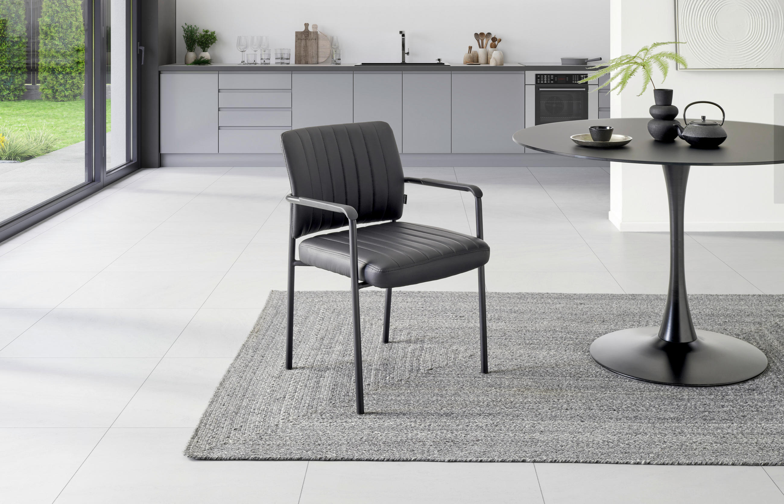 BESUCHERSTUHL Schwarz  - Schwarz, LIFESTYLE, Holz/Kunststoff (56/81/63cm) - Livetastic