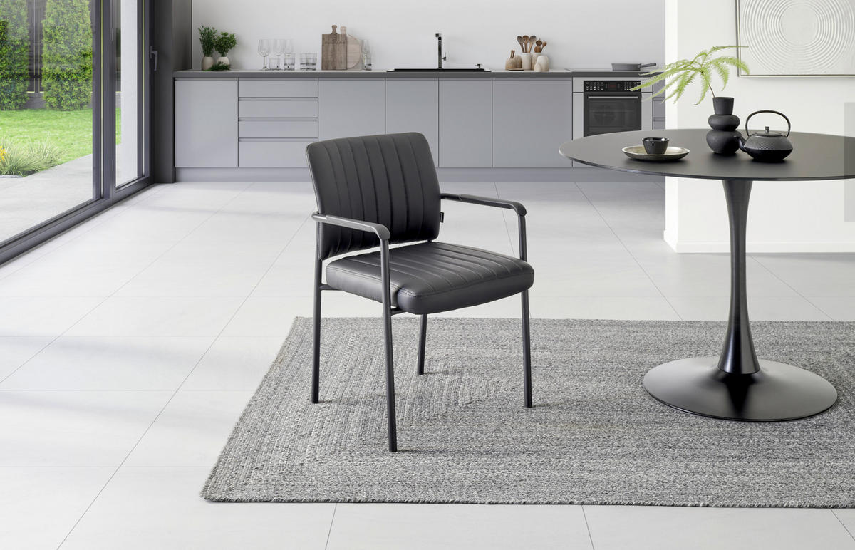 BESUCHERSTUHL  in Lederlook Schwarz  - Schwarz, LIFESTYLE, Holz/Kunststoff (56/81/63cm) - Livetastic
