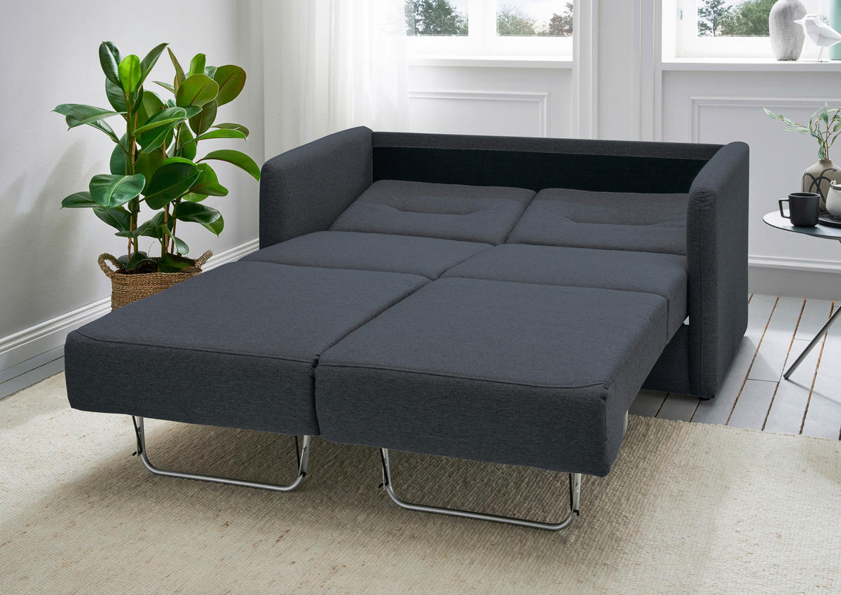 SCHLAFSOFA in Mikrofaser Anthrazit  - Anthrazit/Schwarz, KONVENTIONELL, Kunststoff/Textil (147/89/87cm) - Livetastic