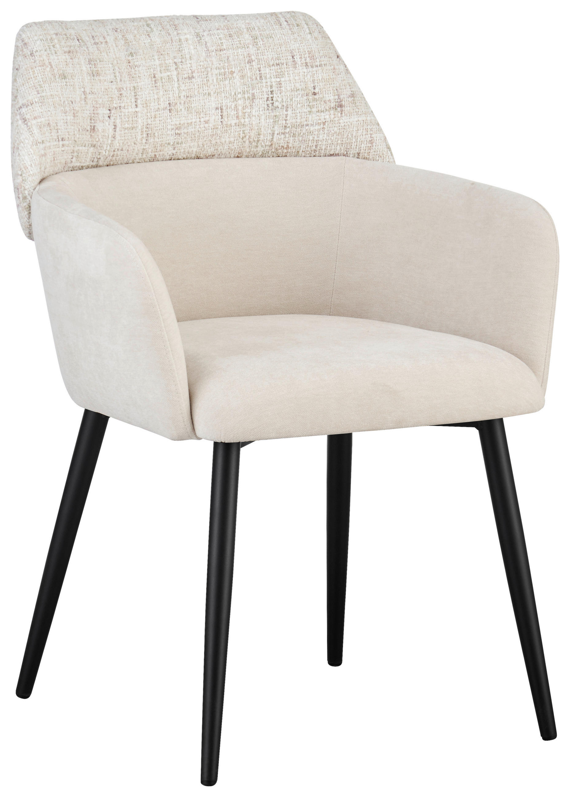 ARMLEHNSTUHL  in Eisen Webstoff  - Beige/Schwarz, Design, Textil/Metall (61/83/61cm) - Novel