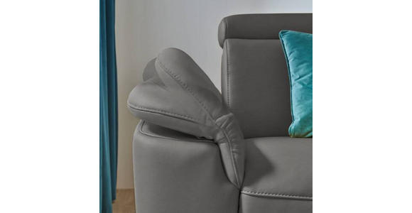 ECKSOFA in Echtleder Dunkelgrau  - Dunkelgrau/Schwarz, Design, Leder/Metall (285/239cm) - Cantus