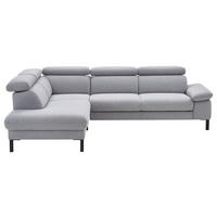 ECKSOFA in Flachgewebe Hellgrau  - Hellgrau/Schwarz, Design, Holzwerkstoff/Textil (217/272cm) - Pure Home Comfort