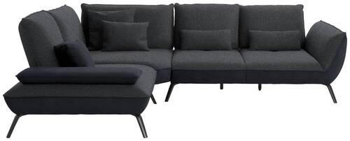 ECKSOFA in Flachgewebe Anthrazit  250/310 cm  - Anthrazit/Schwarz, Design, Textil/Metall (250/310cm) - Moderano