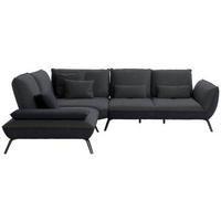 ECKSOFA in Flachgewebe Anthrazit  - Anthrazit/Schwarz, Design, Textil/Metall (250/310cm) - Moderano