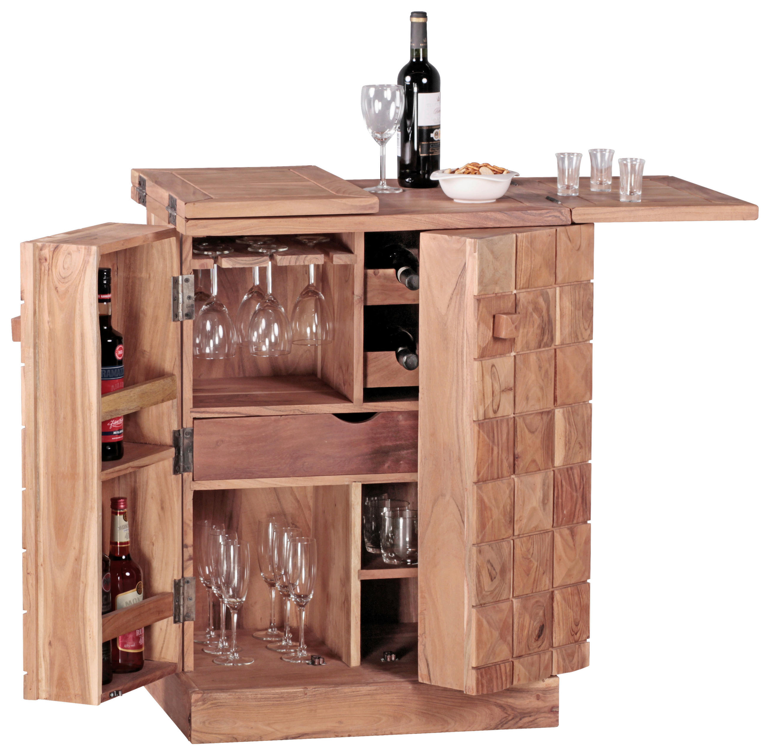 BARSCHRANK Akazie massiv Akaziefarben  - Akaziefarben, Design, Holz (65/91/50cm) - MID.YOU