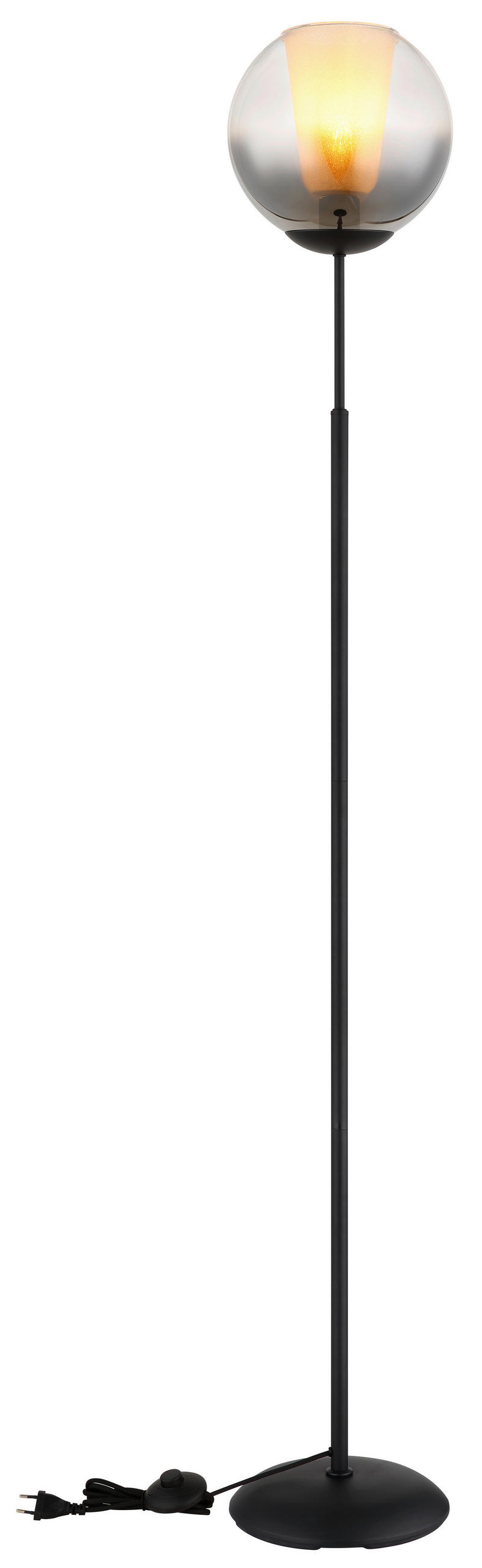 STEHLEUCHTE - Klar/Schwarz, Basics, Glas/Textil (25/154,5cm) - Globo