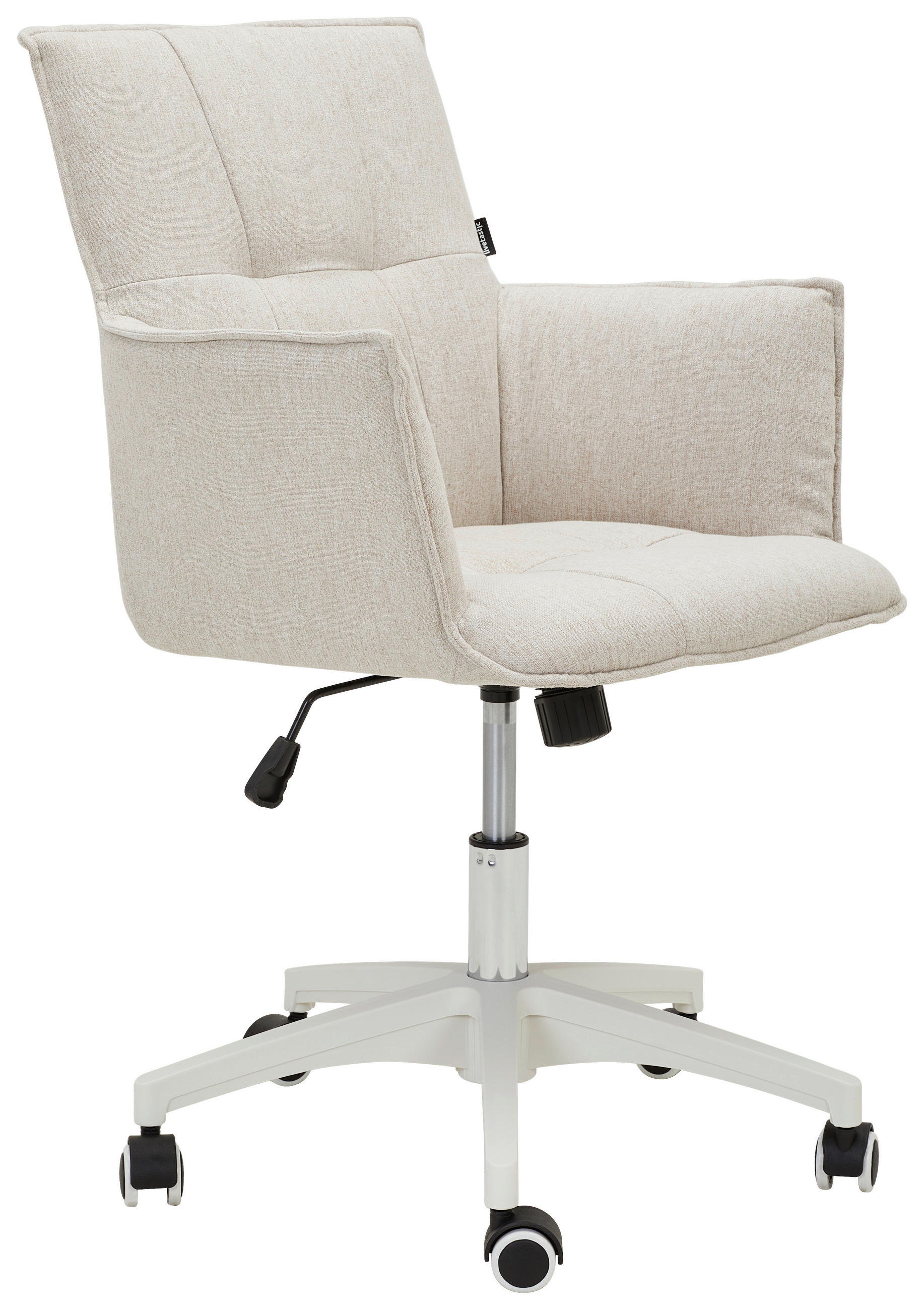 DREHSTUHL  in Mikrofaser Weiß, Beige  - Dunkelgrau/Beige, MODERN, Kunststoff/Textil (60/79-89/63cm) - Livetastic