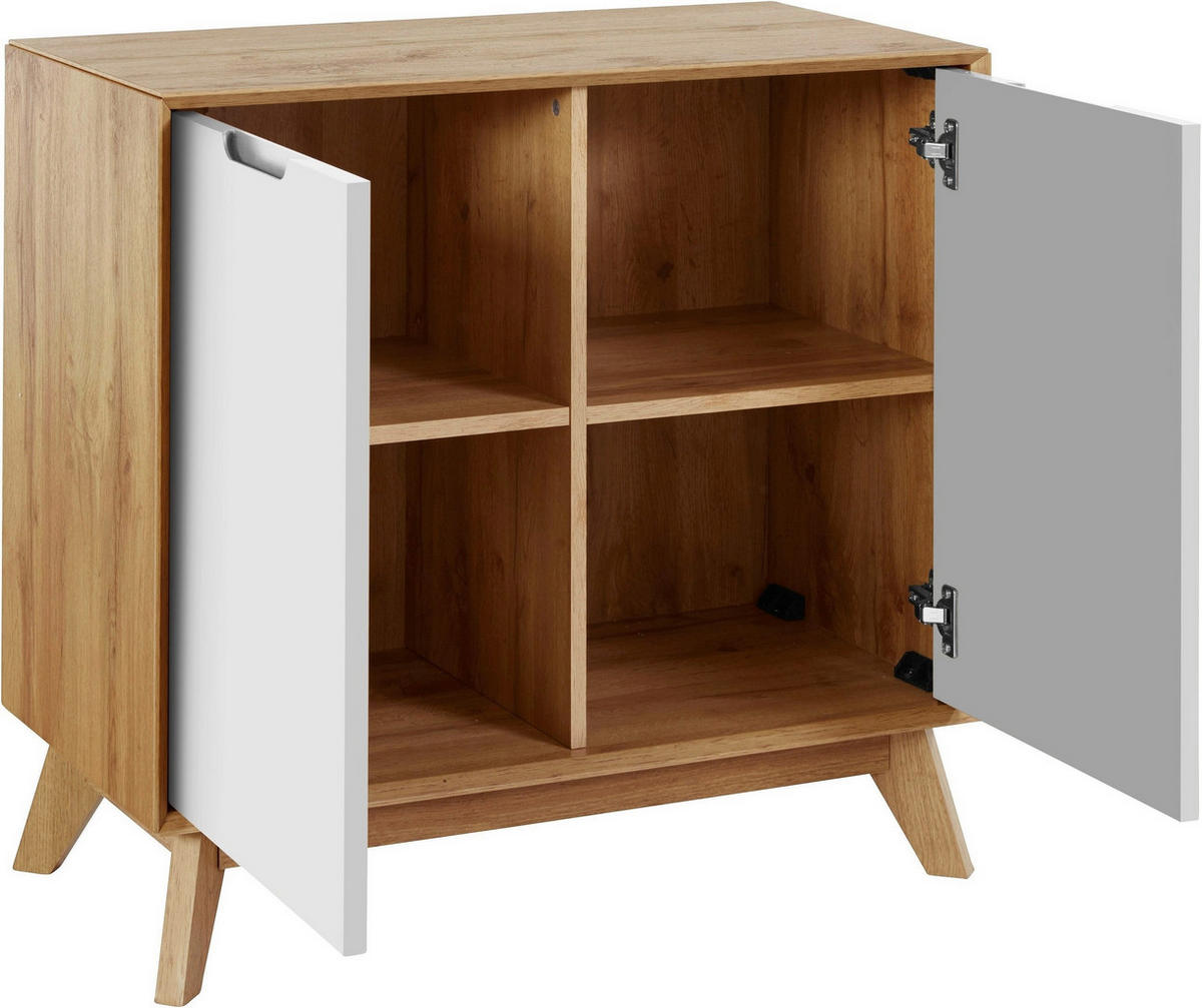 SCHUHSCHRANK Weiß, Eiche Wotan  - Eiche Wotan/Weiß, Design, Holzwerkstoff (80/75/40cm) - Livetastic