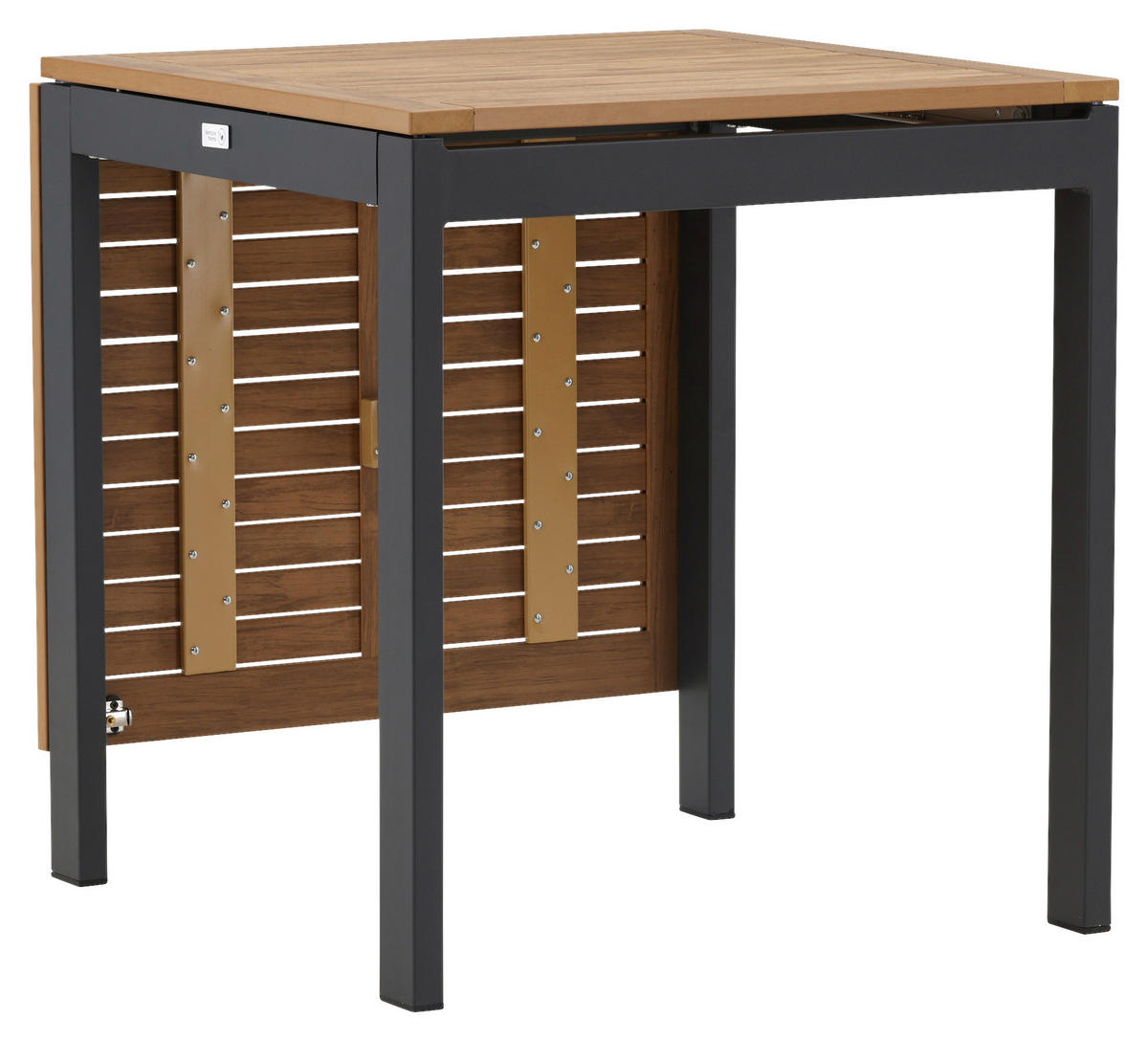 BALKONTISCH Holz, Metall Braun, Schwarz  - Schwarz/Braun, KONVENTIONELL, Holz/Metall (70/70/75cm) - Gardenson