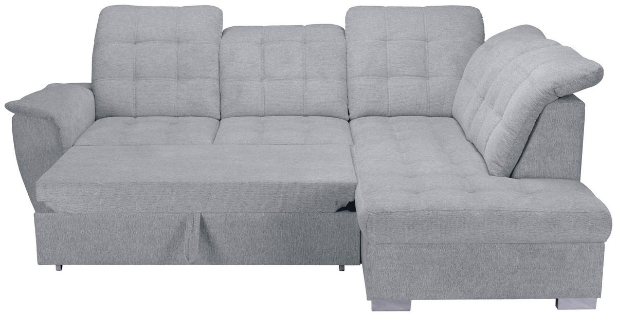 ECKSOFA Hellgrau Chenille  - Chromfarben/Hellgrau, KONVENTIONELL, Kunststoff/Textil (260/205cm) - Carryhome