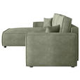 ECKSOFA Salbeigrün Cord Zierkissen, Rückenkissen, Bettkasten, Schlaffunktion, Rücken echt, Liegefläche im Originalstoff  - Salbeigrün/Schwarz, MODERN, Kunststoff/Textil (190/280cm) - Carryhome