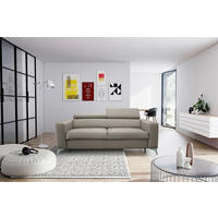 SCHLAFSOFA in Lederlook Echtleder Hellgrau  - Silberfarben/Hellgrau, Design, Leder/Textil (206/95/101cm) - Livetastic