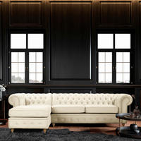 ECKSOFA Laura in Mikrofaser Creme  182/284 cm  - Creme/Braun, Design, Holz/Textil (182/284cm) - P & B