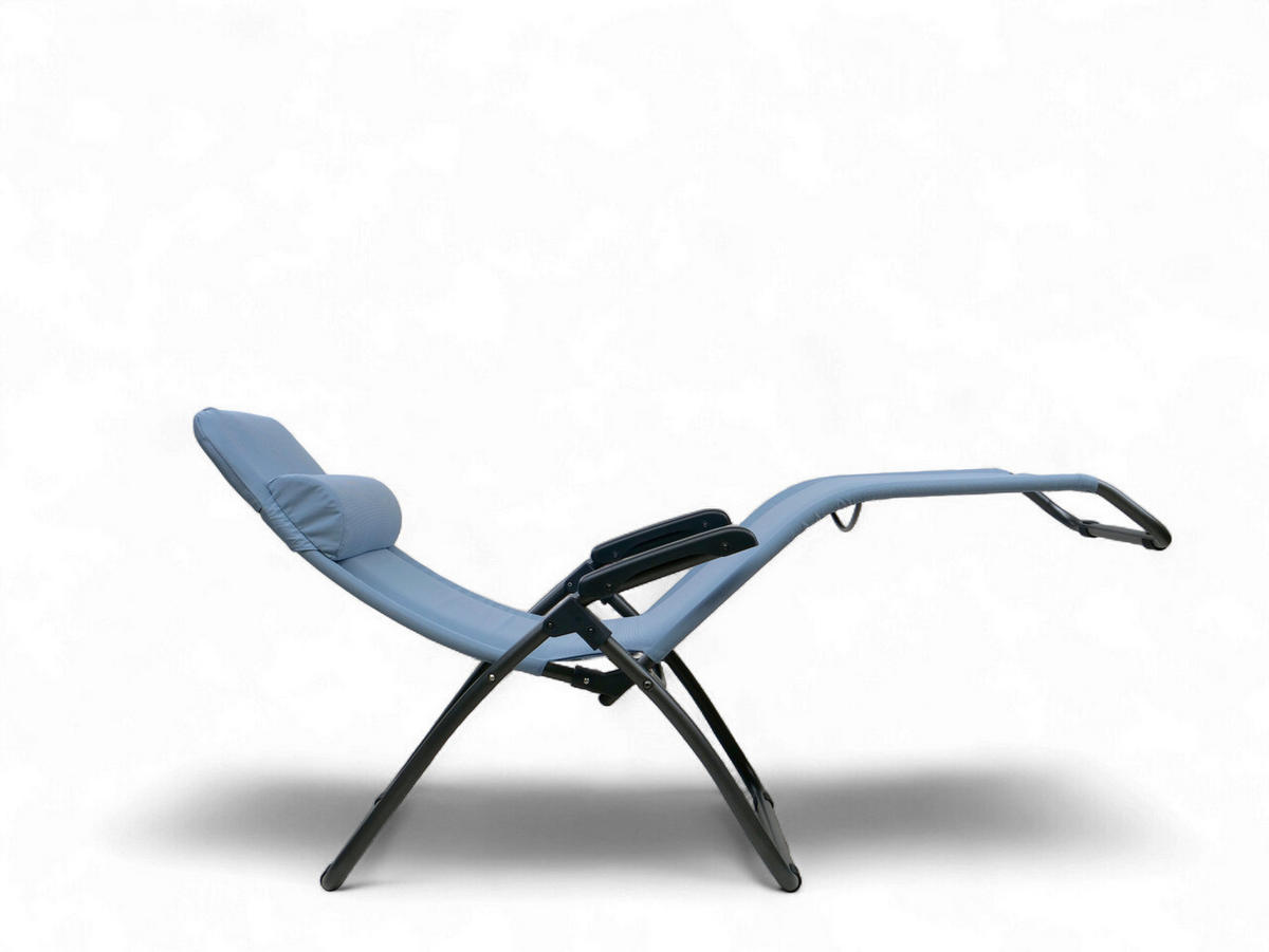 BÄDERLIEGE 69/118/185 cm  - Azurblau/Anthrazit, KONVENTIONELL, Textil/Metall (69/118/185cm)