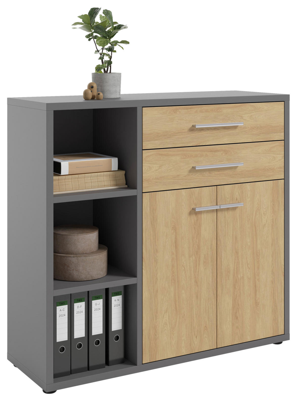 SIDEBOARD Texas  in 116,5/110/40 cm  - Dunkelgrau/Alufarben, MODERN, Holzwerkstoff/Kunststoff (116,5/110/40cm)