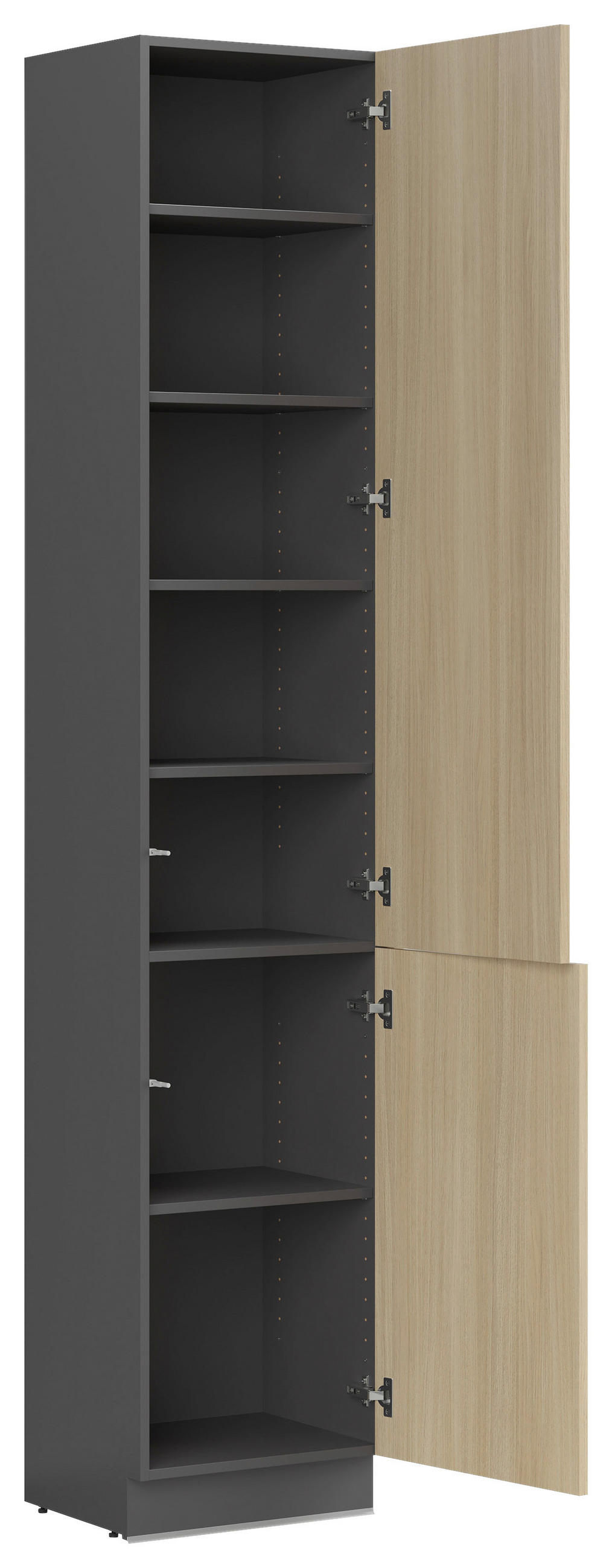 KÜCHENBLOCK 345 cm   in Graphitfarben, Eichefarben  - Eichefarben/Schwarz, Basics, Holzwerkstoff/Kunststoff (345cm) - Visiona