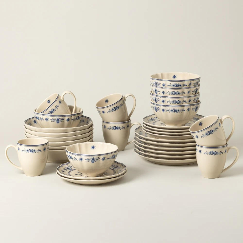 KOMBISERVICE Blau, Beige VILA 30-teilig 6 Personen  - Blau/Beige, Basics, Keramik - Costa Nova