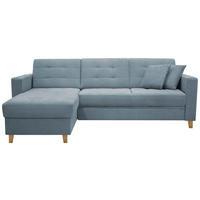 ECKSOFA  Chenille Graublau  - Graublau/Naturfarben, Design, Holz/Textil (160/231cm) - Livetastic