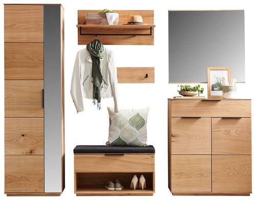 GARDEROBE 6-teilig  in 270/202/38 cm  - Eichefarben/Anthrazit, Natur, Holz/Textil (270/202/38cm) - Linea Natura