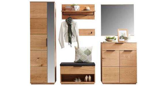 GARDEROBE 6-teilig  in 270/202/38 cm  - Eichefarben/Anthrazit, Natur, Holz/Textil (270/202/38cm) - Linea Natura