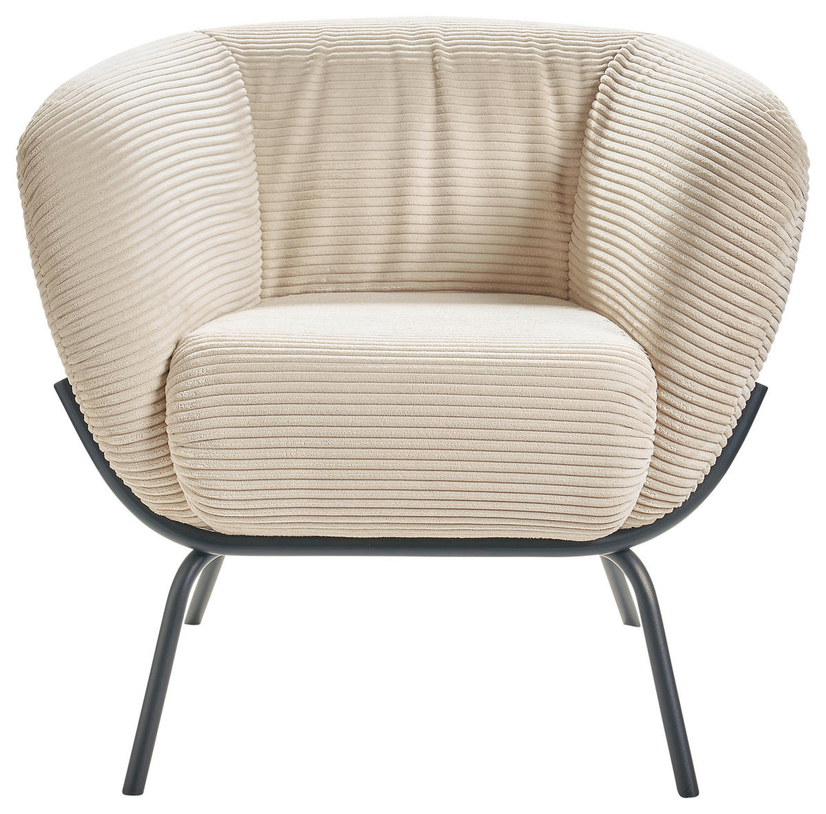 COCKTAILSESSEL Cord Creme, Naturfarben    - Creme/Schwarz, Design, Textil/Metall (79/71/74cm)