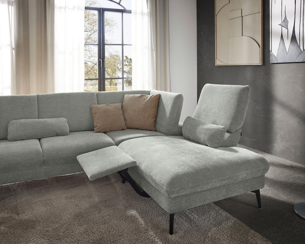 WOHNLANDSCHAFT in Webstoff Silberfarben  - Silberfarben/Schwarz, Design, Textil/Metall (157/354/208cm) - Dieter Knoll