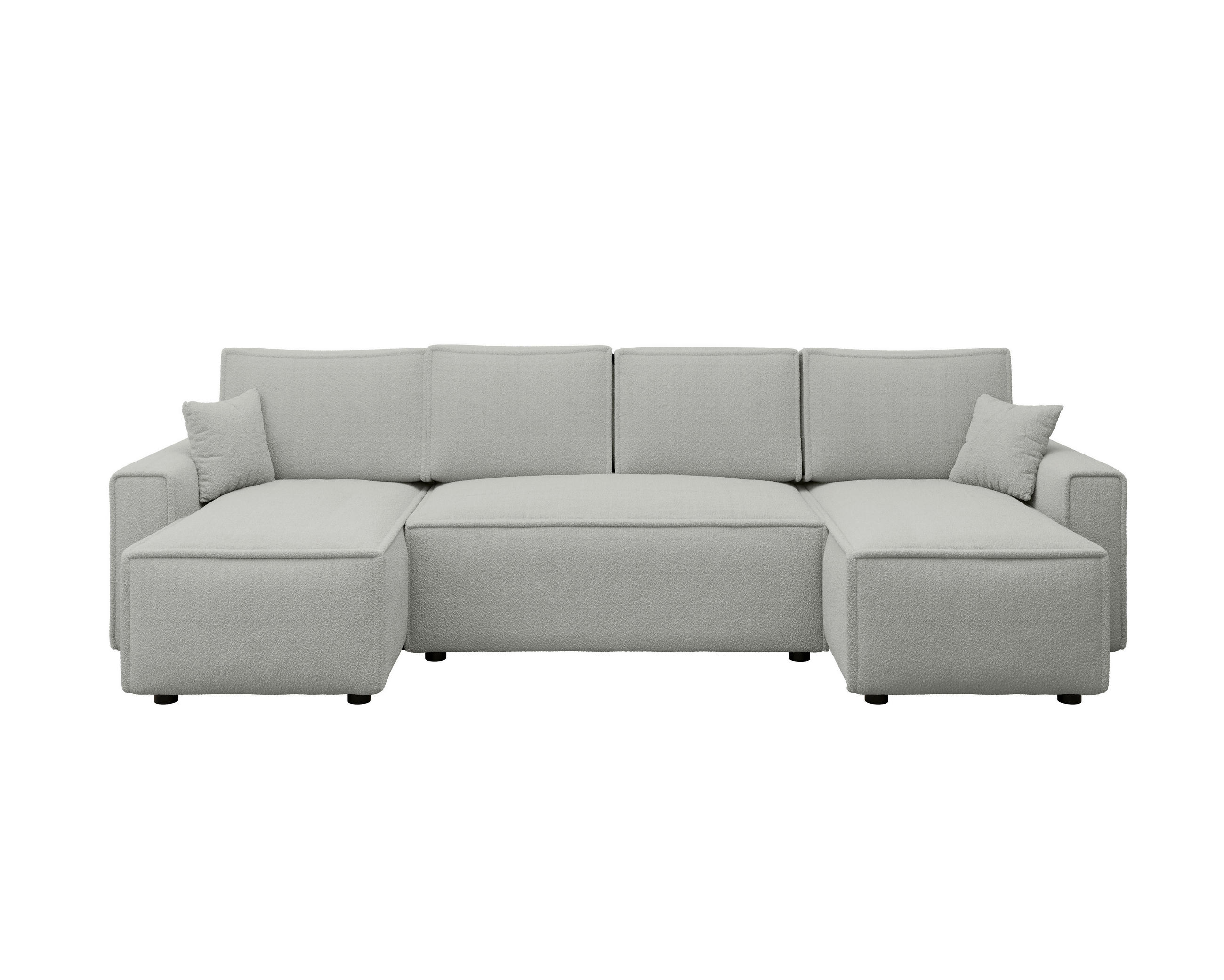 WOHNLANDSCHAFT Hellgrau Bouclé  - Hellgrau/Schwarz, MODERN, Kunststoff/Textil (140/305/140cm) - Carryhome