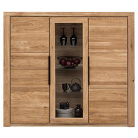 HIGHBOARD  in 160/141/40 cm  - Eichefarben/Schwarz, Natur, Glas/Holz (160/141/40cm) - Carryhome