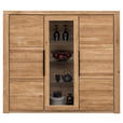 HIGHBOARD  in 160/141/40 cm  - Eichefarben/Schwarz, Natur, Glas/Holz (160/141/40cm) - Carryhome