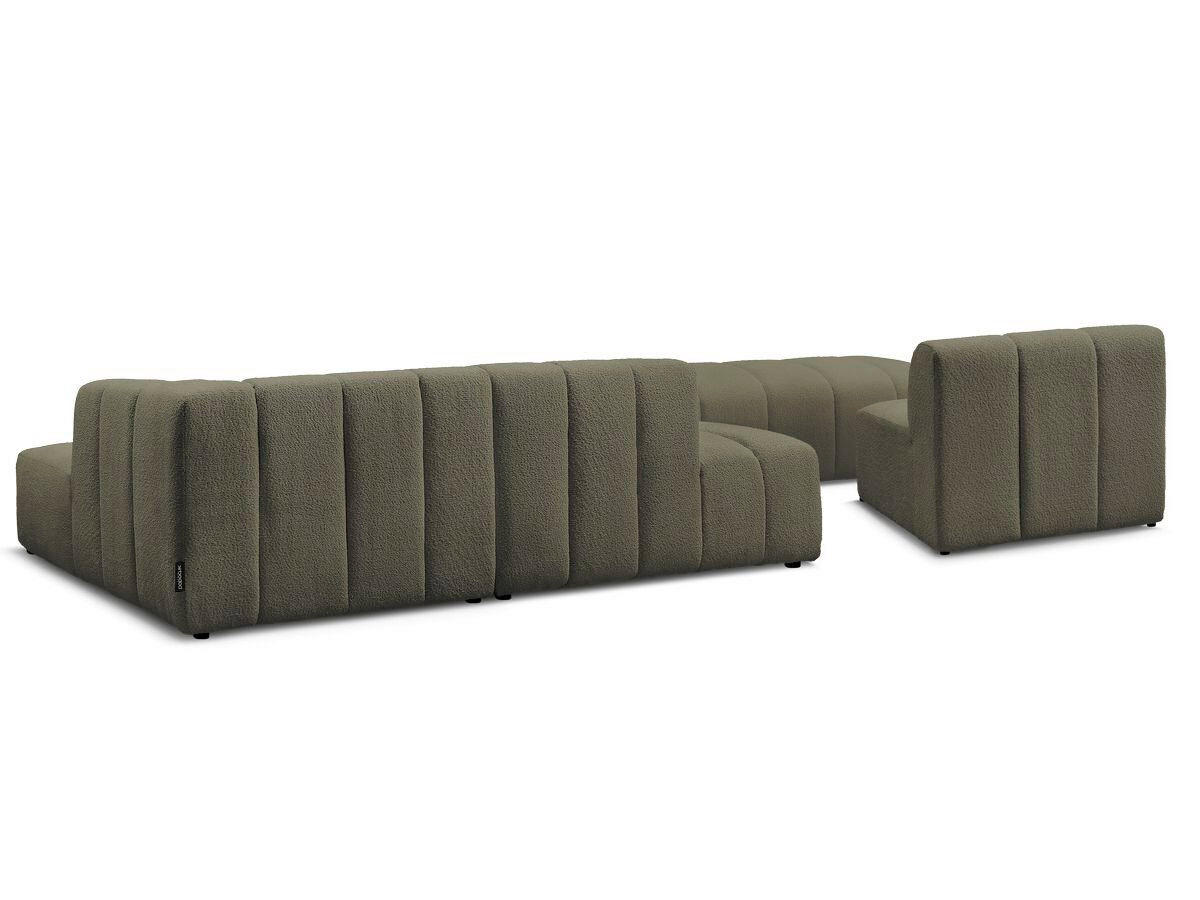 ECKSOFA Ottomane rechts  ANNECY Grün Bouclé  - Schwarz/Grün, MODERN, Kunststoff/Textil (262/170cm)