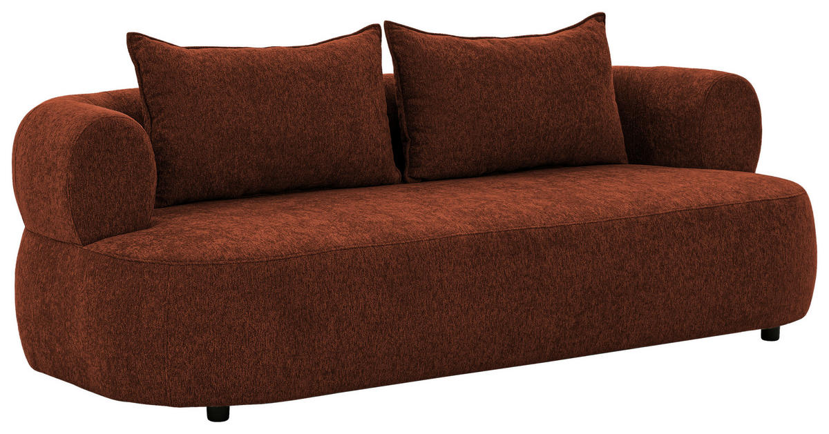 3-SITZER-SOFA Chenille Rostfarben  - Rostfarben/Schwarz, Design, Kunststoff/Textil (200/76/96cm) - Livetastic
