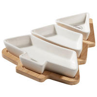 Set Boluri Pentru Sos  - alb/culoare natur, Trend, ceramică/lemn (27,50/20,50/3,80cm) - X-Mas
