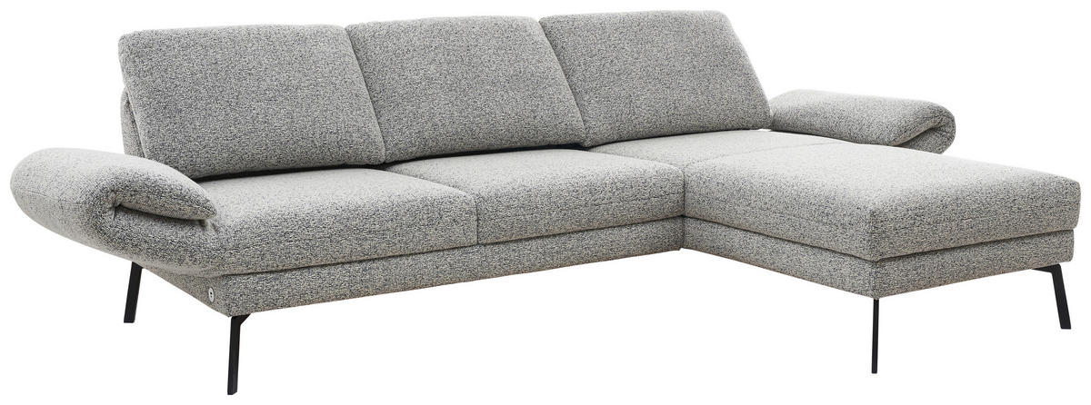 ECKSOFA in Flachgewebe Blaugrau  - Blaugrau/Schwarz, Design, Textil/Metall (255-365/175-224cm) - Dieter Knoll