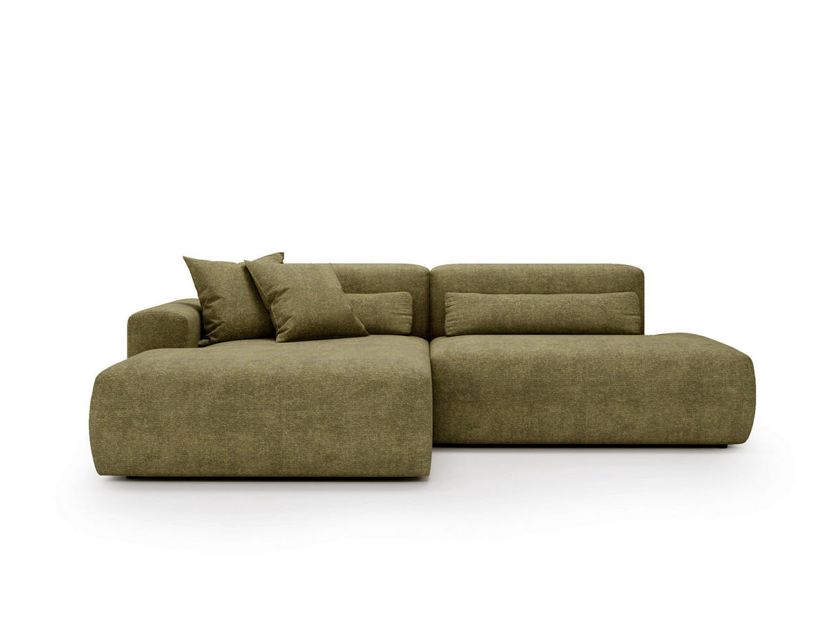 ECKSOFA REVE in Chenille Grün  160/284 cm  - Schwarz/Grün, Design, Kunststoff/Textil (160/284cm) - Livetastic